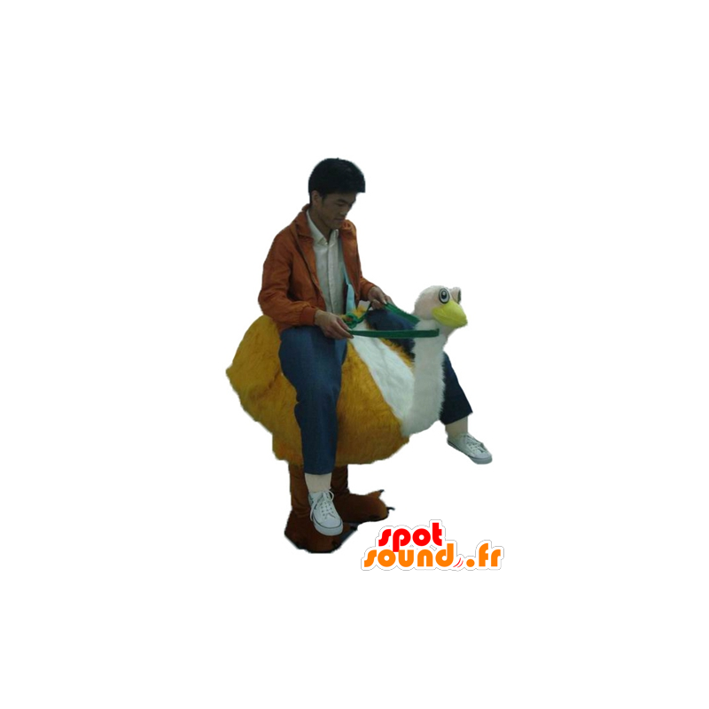 Mascot oranje en wit struisvogel, zeer realistisch - MASFR22687 - jungle dieren