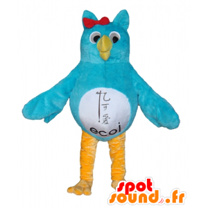 Mascot Eule blau, weiß und gelb - MASFR22689 - Maskottchen der Vögel