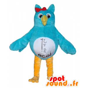 Mascot owl blue, white and yellow - MASFR22689 - Mascot of birds