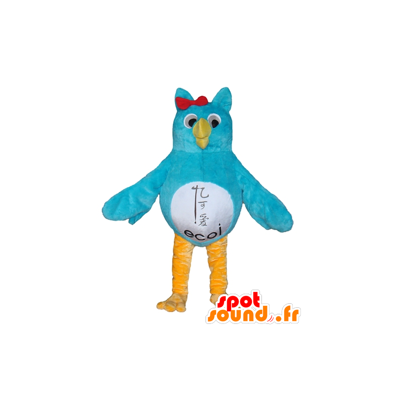 Mascot owl blue, white and yellow - MASFR22689 - Mascot of birds