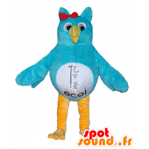 Mascot azul coruja, branco e amarelo - MASFR22689 - aves mascote