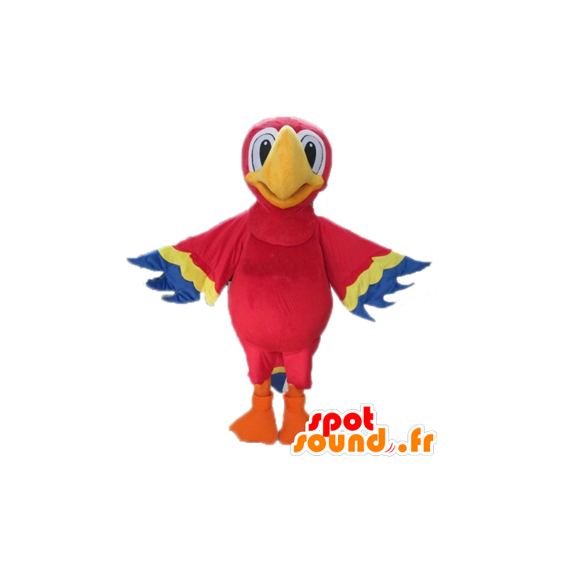 Mascot rød papegøye, gult og blått, gigantiske - MASFR22690 - Maskoter papegøyer