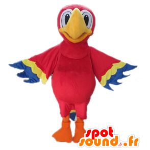 Röd, gul och blå papegojamaskot, jätte - Spotsound maskot