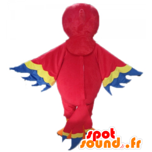 Rød, gul og blå papegøje maskot, kæmpe - Spotsound maskot