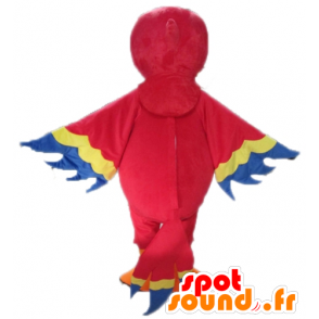 Mascot rode papegaai, geel en blauw, reuze - MASFR22690 - mascottes papegaaien