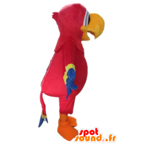Mascot rode papegaai, geel en blauw, reuze - MASFR22690 - mascottes papegaaien