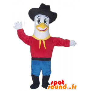 Mascot lokki, kyyhkynen pukeutunut cowboy - MASFR22691 - Maskotteja meressä