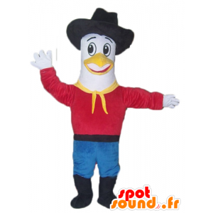 Mascot seagull, pigeon dressed in cowboy - MASFR22691 - Mascots of the ocean