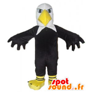 Mascot águia preta, branca e amarela, gigante - MASFR22692 - aves mascote