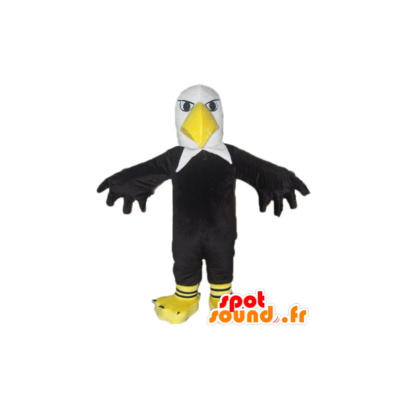 Black eagle mascotte, bianco e giallo gigante - MASFR22692 - Mascotte degli uccelli