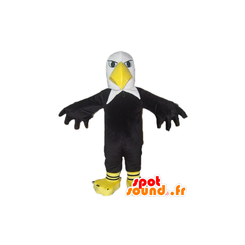 Mascotte d'aigle noir, blanc et jaune, géant - MASFR22692 - Mascotte d'oiseaux