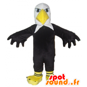 Mascot musta kotka, valkoinen ja keltainen, jättiläinen - MASFR22692 - maskotti lintuja