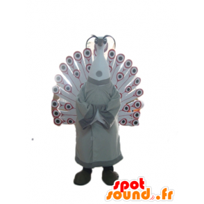 Pretty peacock mascot beige, white, red and black - MASFR22693 - Mascot of birds