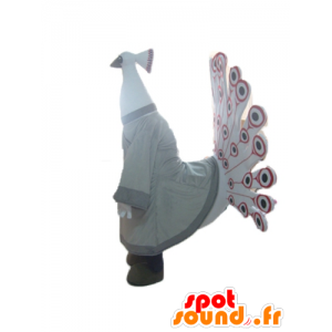 Mascot mooie Pauw beige, wit, rood en zwart - MASFR22693 - Mascot vogels