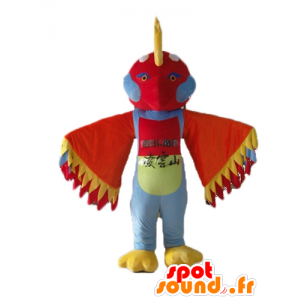 Mascotte d'oiseau multicolore avec des plumes sur la tête - MASFR22694 - Mascotte d'oiseaux