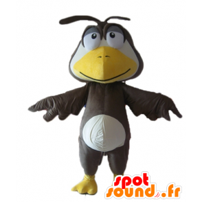 Grande mascote pássaro preto, branco e amarelo - MASFR22695 - aves mascote