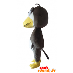 Großer Vogel Maskottchen schwarz, weiß und gelb - MASFR22695 - Maskottchen der Vögel