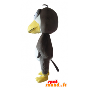 Stor sort, hvid og gul kyllingemaskot - Spotsound maskot kostume