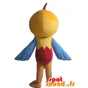 Kip mascotte, geel kuiken, blauw en rood - MASFR22697 - Mascot Hens - Hanen - Kippen