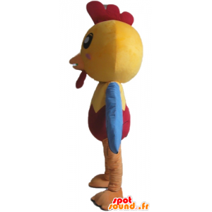 Gallina mascotte, pulcino giallo, blu e rosso - MASFR22697 - Mascotte di galline pollo gallo