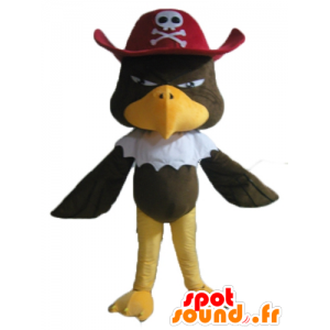 Mascot eagle, vulture with a brown pirate hat - MASFR22698 - Mascot of birds