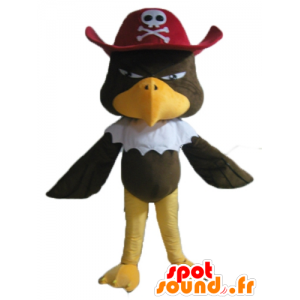 Maskotka orzeł, brązowy vautour z piratem kapelusz - MASFR22698 - ptaki Mascot