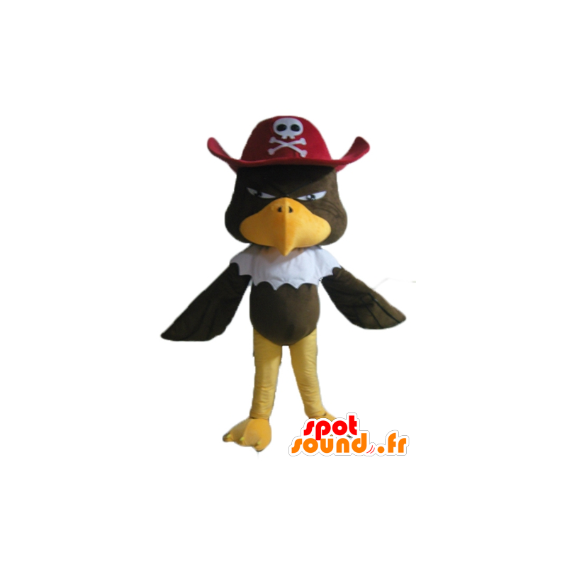 Aquila mascotte, avvoltoio con un cappello da pirata marrone - MASFR22698 - Mascotte degli uccelli