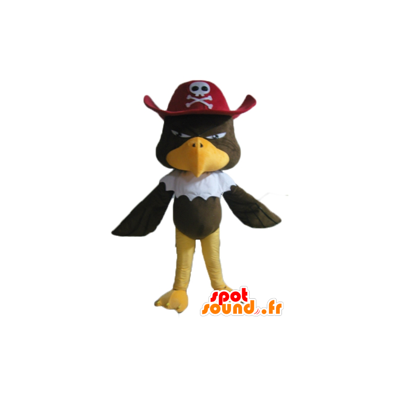 Eagle maskot, brun grib med en pirat hat - Spotsound maskot