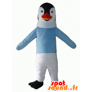 Black and white penguin mascot with a blue sweater - MASFR22700 - Penguin mascots