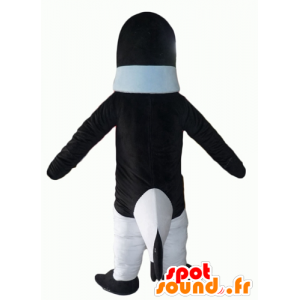 Svart og hvit pingvin maskot med en blå genser - MASFR22700 - Penguin Mascot