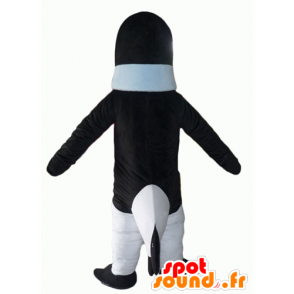 Blanco y negro mascota pingüino con un suéter azul - MASFR22700 - Mascotas de pingüino