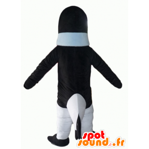 Schwarzweiss-Pinguin-Maskottchen mit einem blauen Pullover - MASFR22700 - Pinguin-Maskottchen