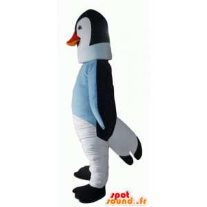 Blanco y negro mascota pingüino con un suéter azul - MASFR22700 - Mascotas de pingüino