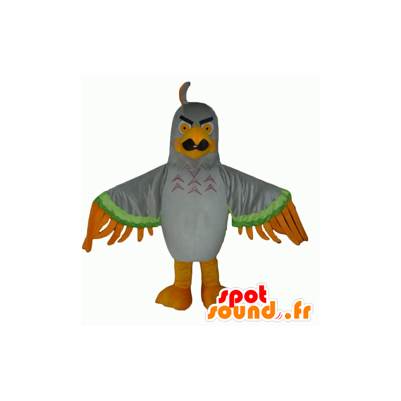 Grey Eagle Mascot, verde e laranja, mal-olhando - MASFR22701 - aves mascote