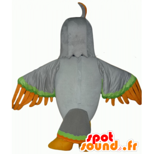 Mascot kotka harmaa, vihreä ja oranssi, paha näköisiä - MASFR22701 - maskotti lintuja