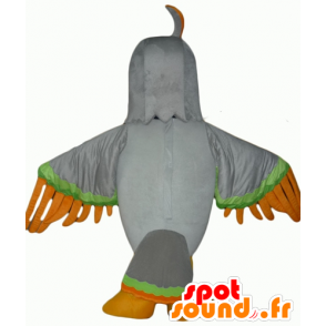 Mascotte d'aigle gris, vert et orange, à l'air méchant - MASFR22701 - Mascotte d'oiseaux