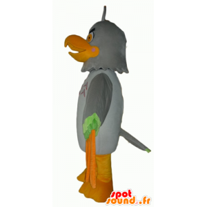 Aquila mascotte grigio, verde e arancione, di guardare media - MASFR22701 - Mascotte degli uccelli