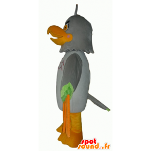 Mascotte d'aigle gris, vert et orange, à l'air méchant - MASFR22701 - Mascotte d'oiseaux