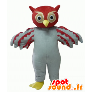 Mascotte de hibou rouge et blanc, géant - MASFR22702 - Mascotte d'oiseaux