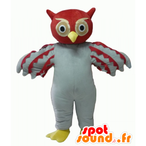 Maskotti punainen ja valkoinen pöllö, jättiläinen - MASFR22702 - maskotti lintuja