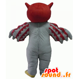 Mascotte de hibou rouge et blanc, géant - MASFR22702 - Mascotte d'oiseaux