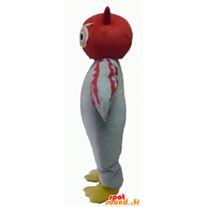 Mascotte de hibou rouge et blanc, géant - MASFR22702 - Mascotte d'oiseaux