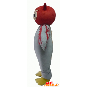 Maskotti punainen ja valkoinen pöllö, jättiläinen - MASFR22702 - maskotti lintuja