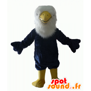 Aquila mascotte blu, bianco e giallo, tutto peloso - MASFR22703 - Mascotte degli uccelli