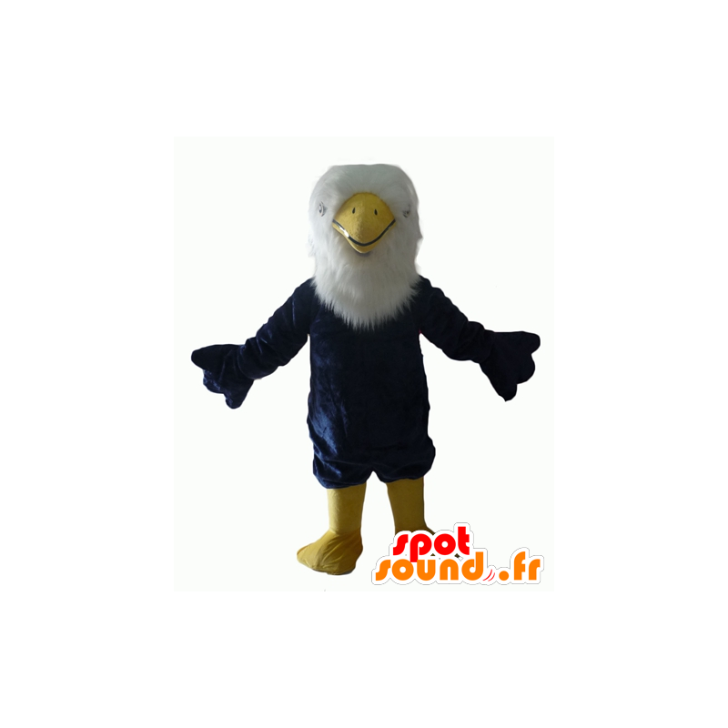 Mascot blauwe adelaar, wit en geel, al harige - MASFR22703 - Mascot vogels