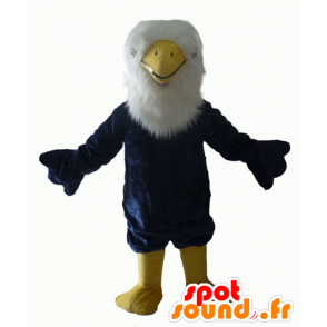 Aquila mascotte blu, bianco e giallo, tutto peloso - MASFR22703 - Mascotte degli uccelli