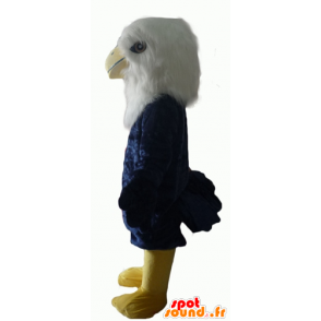 Maskotka niebieski orzeł, biały i żółty, cały owłosiony - MASFR22703 - ptaki Mascot