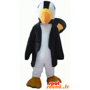 Mascotte de toucan, de perroquet noir, blanc et jaune - MASFR22704 - Mascottes de perroquets