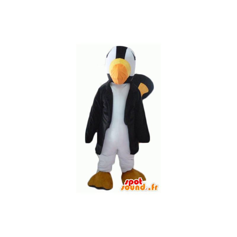 Mascot toucan, papukaija musta, valkoinen ja keltainen - MASFR22704 - Mascottes de perroquets