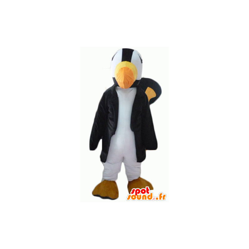 Mascotte de toucan, de perroquet noir, blanc et jaune - MASFR22704 - Mascottes de perroquets